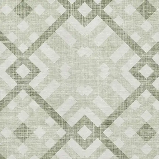 Artichoke Green And Ivory Geometric Washable Area Rug With UV Protection Photo 2