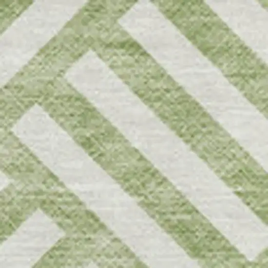 Artichoke Green And Ivory Geometric Washable Area Rug With UV Protection Photo 2