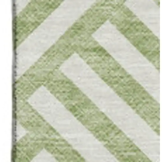 Artichoke Green And Ivory Geometric Washable Area Rug With UV Protection Photo 2