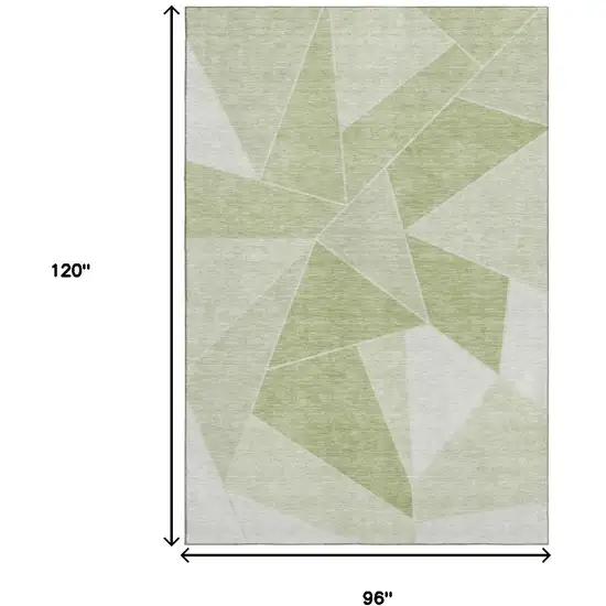 Artichoke Green And Ivory Geometric Washable Area Rug With UV Protection Photo 3