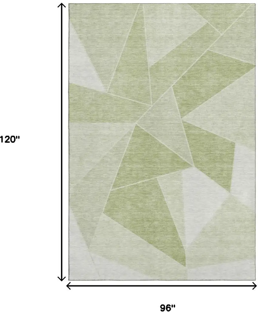 Artichoke Green And Ivory Geometric Washable Area Rug With UV Protection Photo 3