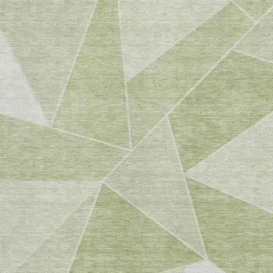 Artichoke Green And Ivory Geometric Washable Area Rug With UV Protection Photo 3