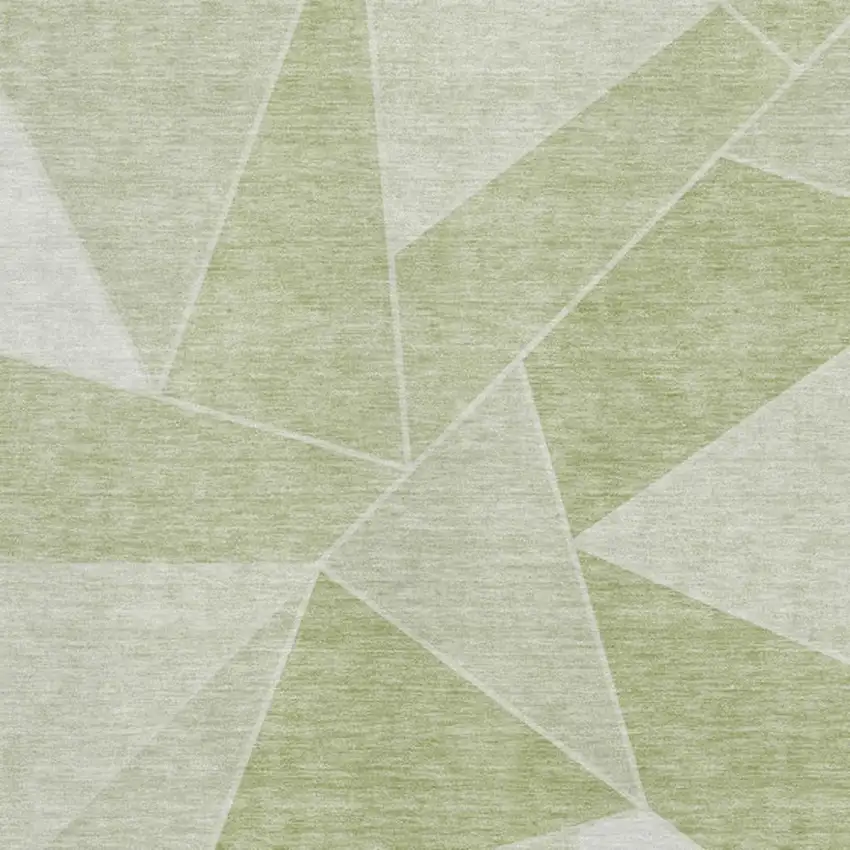 Artichoke Green And Ivory Geometric Washable Area Rug With UV Protection Photo 3