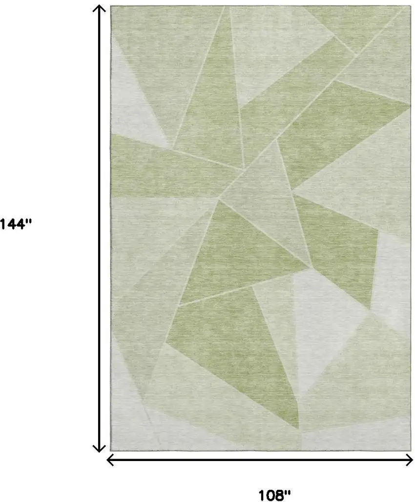 Artichoke Green And Ivory Geometric Washable Area Rug With UV Protection Photo 3