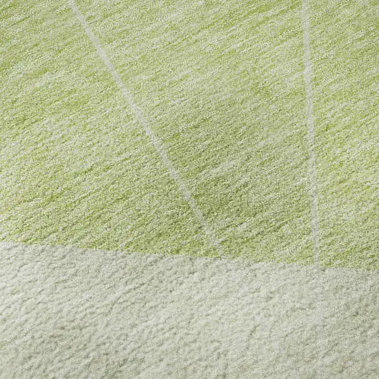 Artichoke Green And Ivory Geometric Washable Area Rug With UV Protection Photo 8