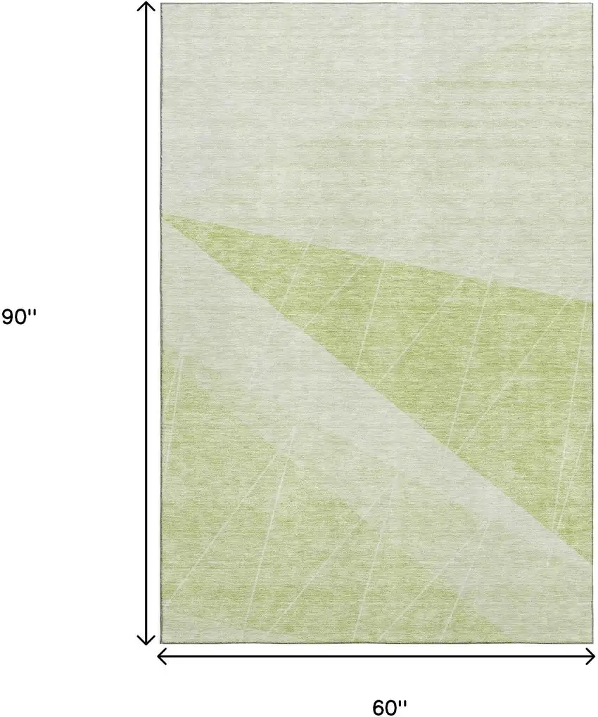 Artichoke Green And Ivory Geometric Washable Area Rug With UV Protection Photo 9