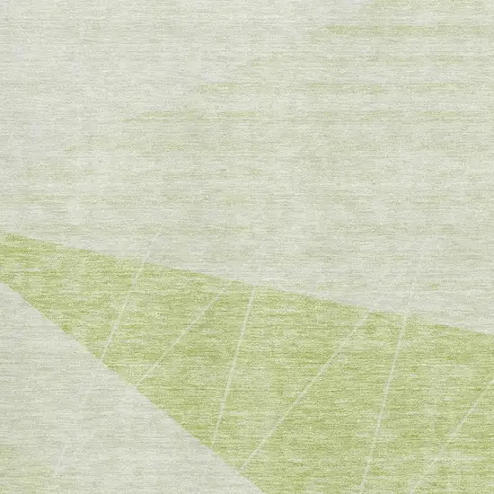 Artichoke Green And Ivory Geometric Washable Area Rug With UV Protection Photo 2