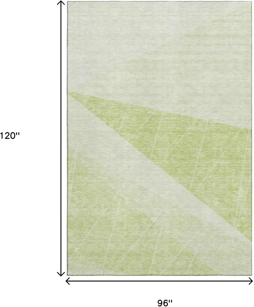 Artichoke Green And Ivory Geometric Washable Area Rug With UV Protection Photo 3