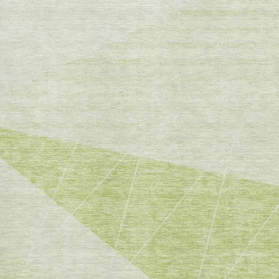 Artichoke Green And Ivory Geometric Washable Area Rug With UV Protection Photo 4
