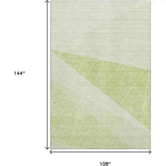 Artichoke Green And Ivory Geometric Washable Area Rug With UV Protection Photo 3