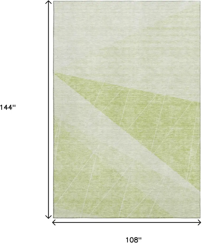 Artichoke Green And Ivory Geometric Washable Area Rug With UV Protection Photo 3