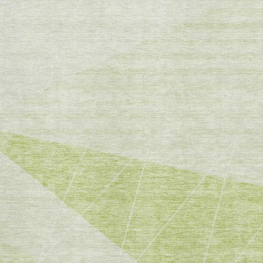 Artichoke Green And Ivory Geometric Washable Area Rug With UV Protection Photo 2