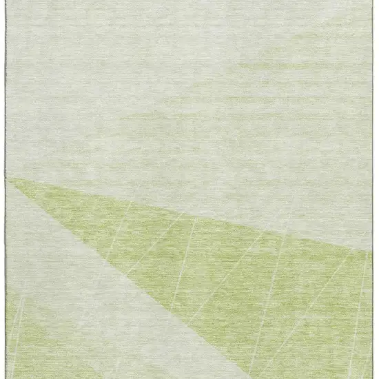 Artichoke Green And Ivory Geometric Washable Area Rug With UV Protection Photo 3
