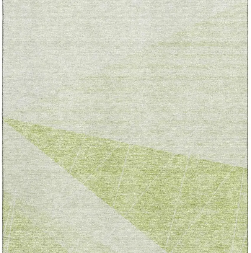 Artichoke Green And Ivory Geometric Washable Area Rug With UV Protection Photo 3
