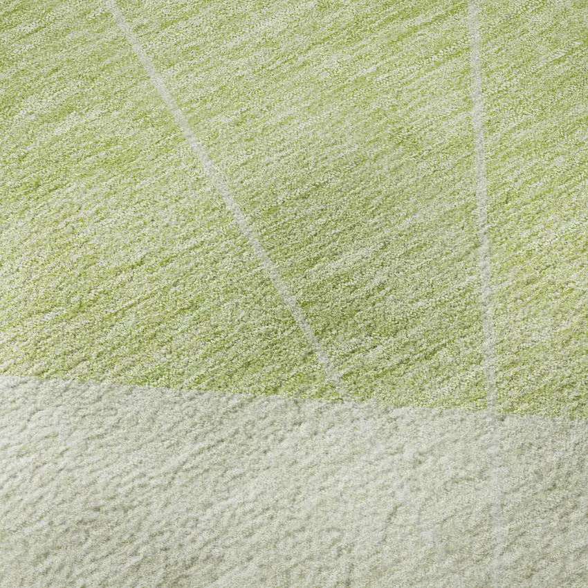 Artichoke Green And Ivory Geometric Washable Area Rug With UV Protection Photo 9