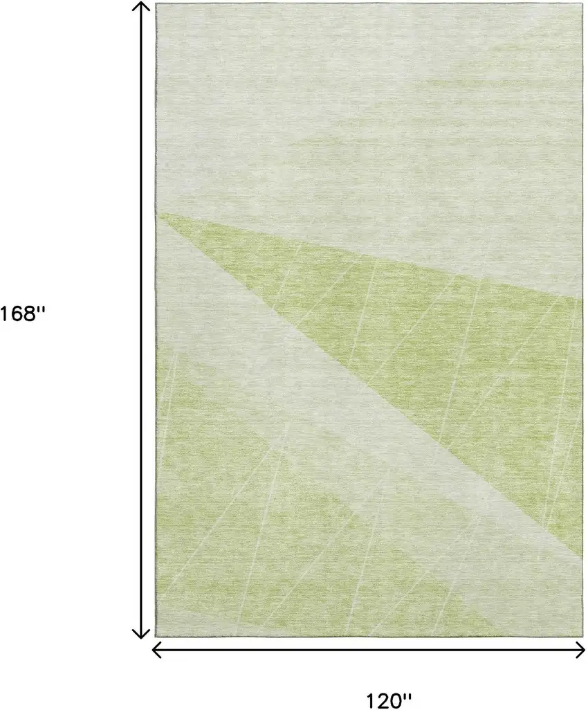 Artichoke Green And Ivory Geometric Washable Area Rug With UV Protection Photo 3