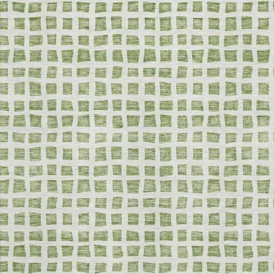 Artichoke Green And Ivory Geometric Washable Area Rug With UV Protection Photo 3
