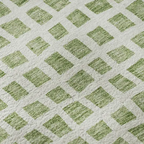 Artichoke Green And Ivory Geometric Washable Area Rug With UV Protection Photo 8