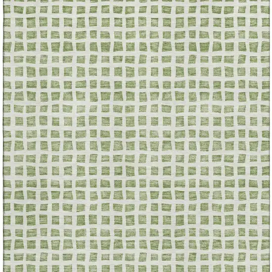 Artichoke Green And Ivory Geometric Washable Area Rug With UV Protection Photo 4