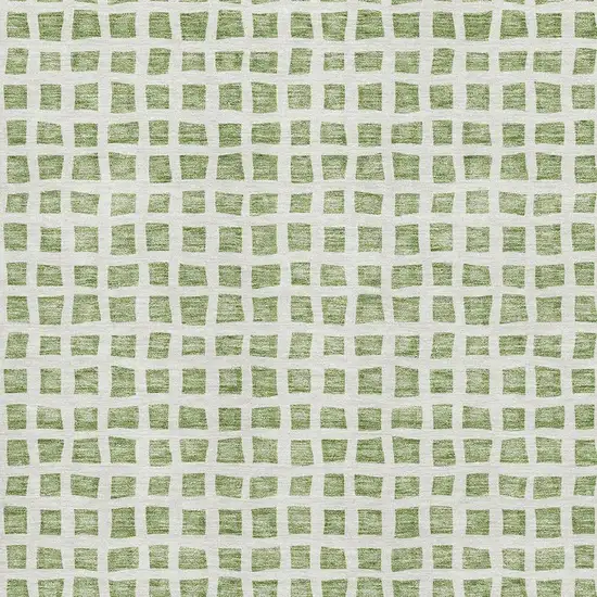 Artichoke Green And Ivory Geometric Washable Area Rug With UV Protection Photo 3