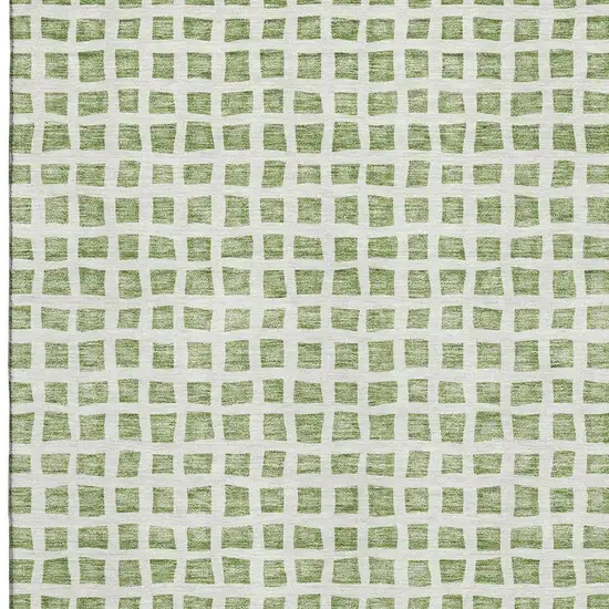 Artichoke Green And Ivory Geometric Washable Area Rug With UV Protection Photo 3