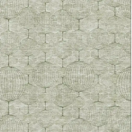 Artichoke Green And Ivory Geometric Washable Area Rug With UV Protection Photo 3