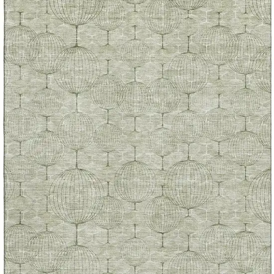 Artichoke Green And Ivory Geometric Washable Area Rug With UV Protection Photo 3