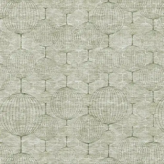 Artichoke Green And Ivory Geometric Washable Area Rug With UV Protection Photo 3