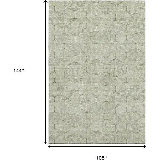 Artichoke Green And Ivory Geometric Washable Area Rug With UV Protection Photo 3