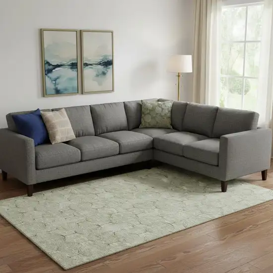 Artichoke Green And Ivory Geometric Washable Area Rug With UV Protection Photo 1