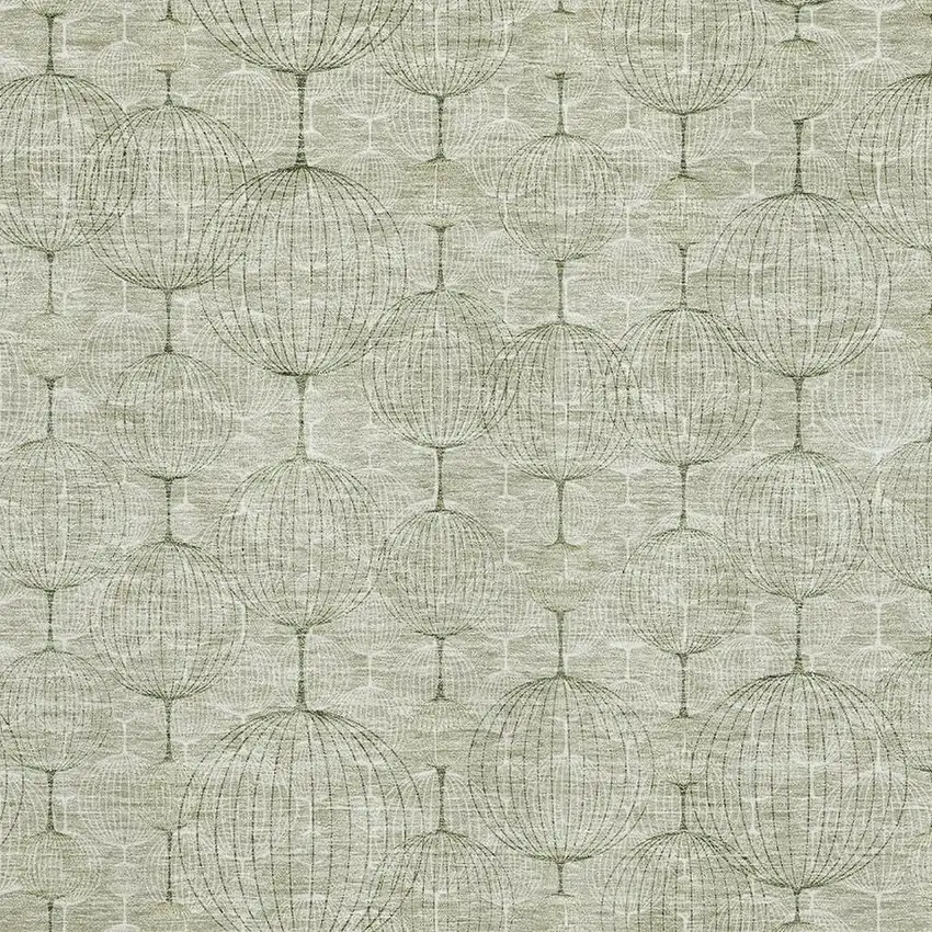 Artichoke Green And Ivory Geometric Washable Area Rug With UV Protection Photo 3