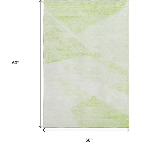 Artichoke Green And Ivory Geometric Washable Area Rug With UV Protection Photo 3