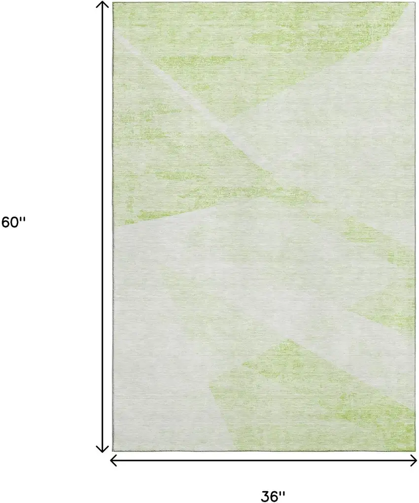 Artichoke Green And Ivory Geometric Washable Area Rug With UV Protection Photo 3