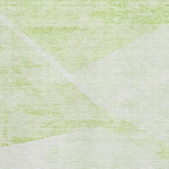 Artichoke Green And Ivory Geometric Washable Area Rug With UV Protection Photo 3