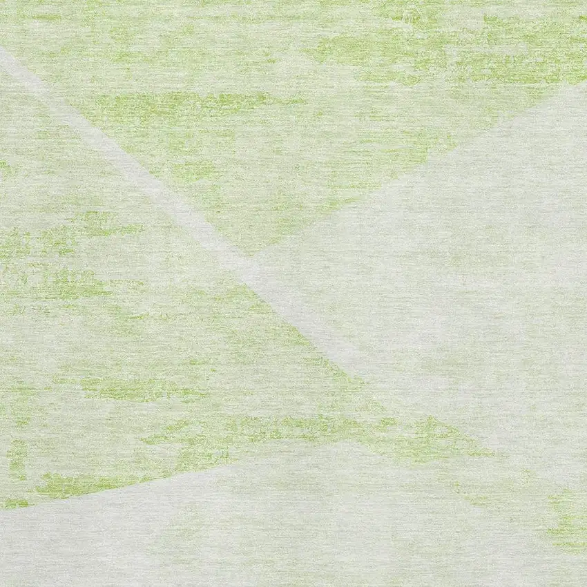 Artichoke Green And Ivory Geometric Washable Area Rug With UV Protection Photo 3