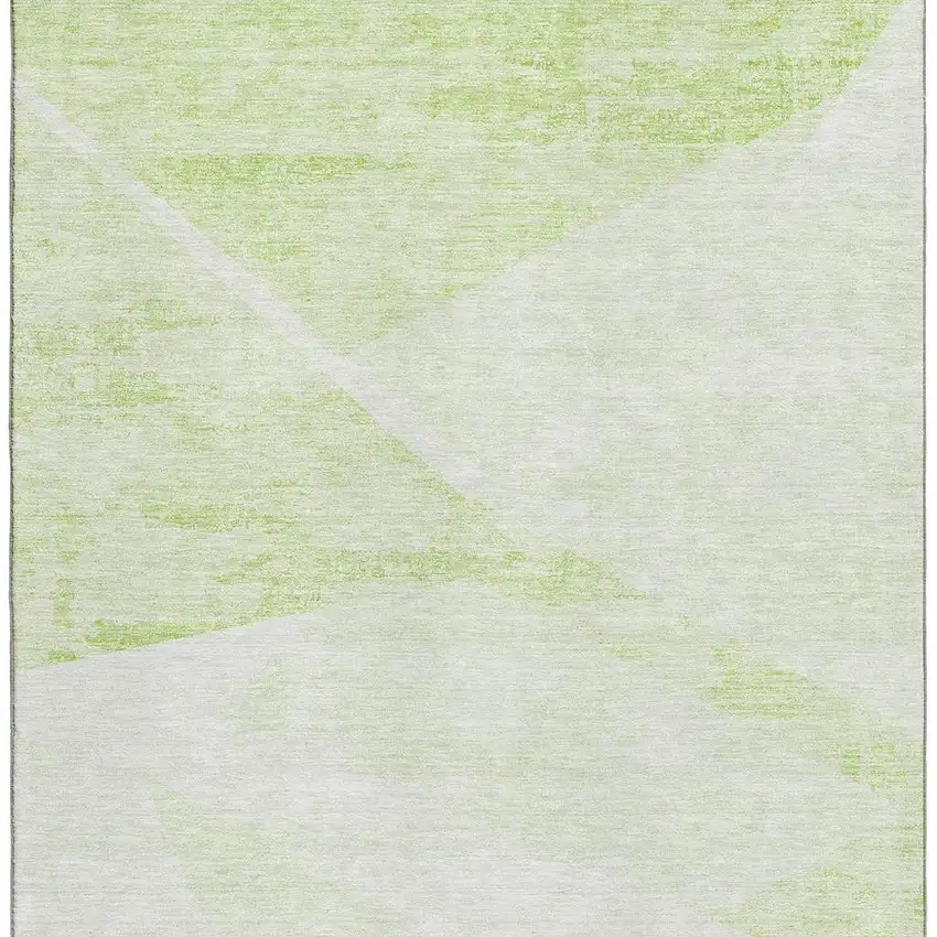 Artichoke Green And Ivory Geometric Washable Area Rug With UV Protection Photo 4