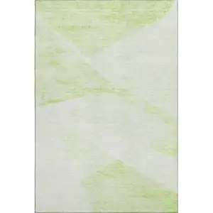 Photo of Artichoke Green And Ivory Geometric Washable Area Rug With UV Protection
