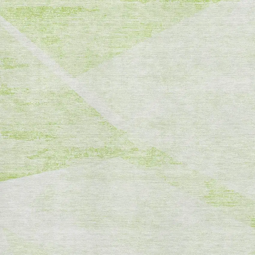 Artichoke Green And Ivory Geometric Washable Area Rug With UV Protection Photo 3