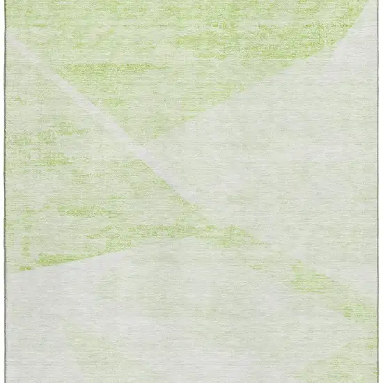 Artichoke Green And Ivory Geometric Washable Area Rug With UV Protection Photo 4