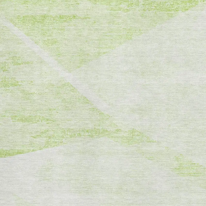 Artichoke Green And Ivory Geometric Washable Area Rug With UV Protection Photo 3