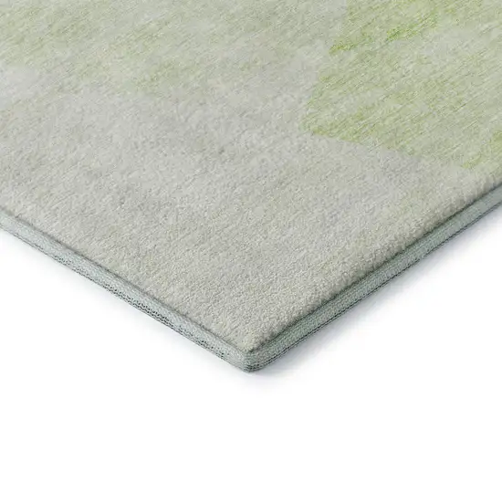 Artichoke Green And Ivory Geometric Washable Area Rug With UV Protection Photo 8
