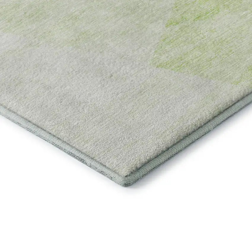 Artichoke Green And Ivory Geometric Washable Area Rug With UV Protection Photo 8