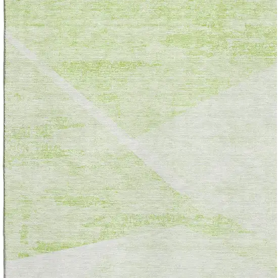 Artichoke Green And Ivory Geometric Washable Area Rug With UV Protection Photo 3