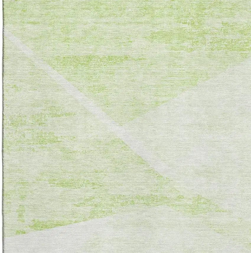 Artichoke Green And Ivory Geometric Washable Area Rug With UV Protection Photo 3