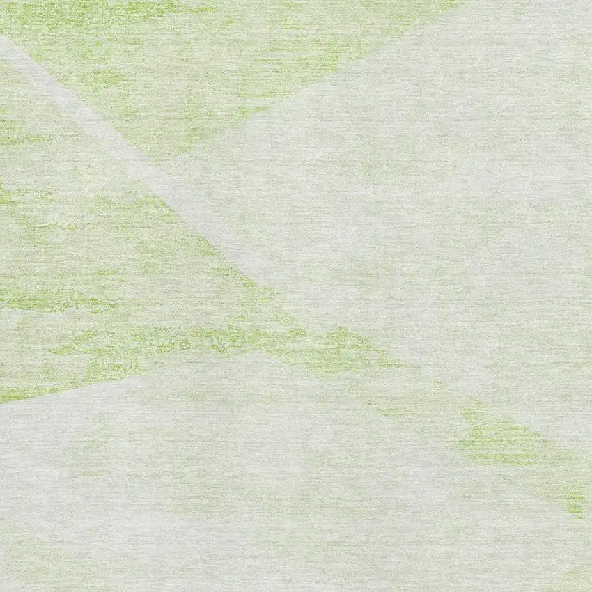 Artichoke Green And Ivory Geometric Washable Area Rug With UV Protection Photo 3