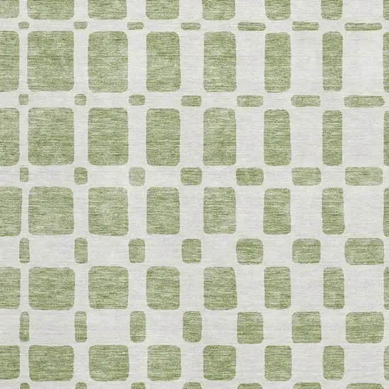 Artichoke Green And Ivory Geometric Washable Area Rug With UV Protection Photo 3
