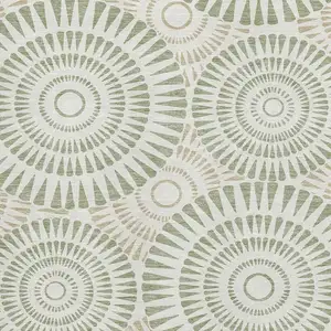 Photo of Artichoke Green And Ivory Geometric Washable Area Rug With UV Protection