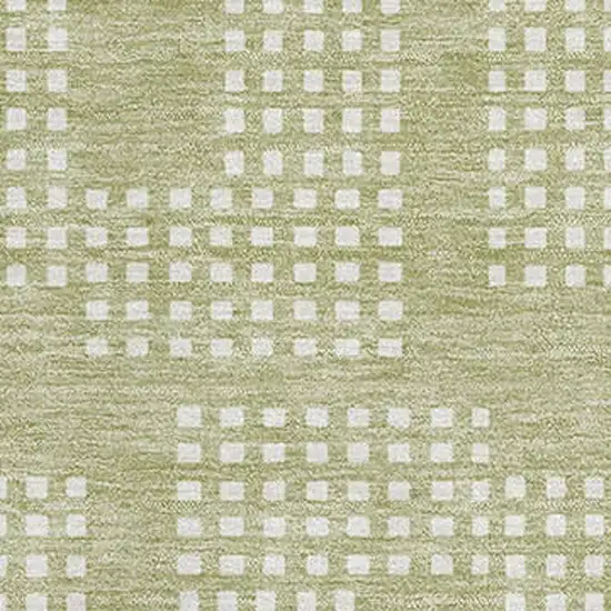 Artichoke Green And Ivory Geometric Washable Area Rug With UV Protection Photo 3