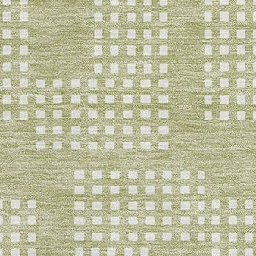 Artichoke Green And Ivory Geometric Washable Area Rug With UV Protection Photo 3