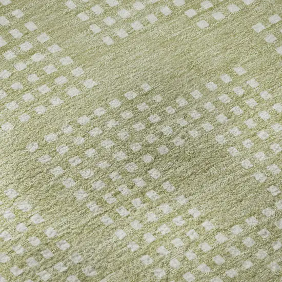 Artichoke Green And Ivory Geometric Washable Area Rug With UV Protection Photo 8